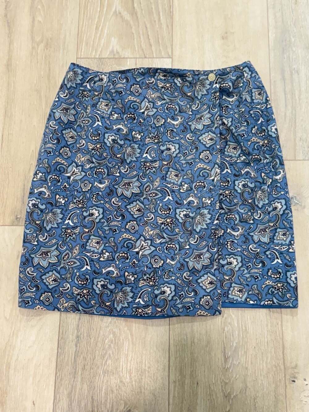 Blue Paisley Wrap Skirt Coastal Preppy Resort Old Money Women’s 12P